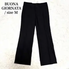 【美品】BUONA GIORNATA ウール センタープレス ワイドパンツ 黒