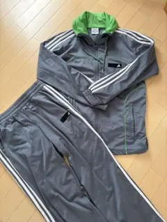 adidas ジャージ 上下セット グレー/グリーン　メンズLサイズ