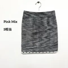 Pink Mix メランジグレー パールビジュー ミニスカート S相当 f056のサムネイル