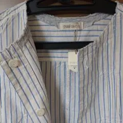pual ce cin ストライプ柄 七分袖シャツ　ピュアルセシン