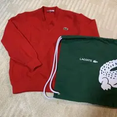 CHEMISE LACOSTE Vネックニット レッド サイズ3