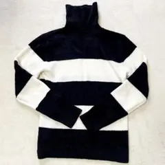 ストライプ タートルネックセーター Mサイズ