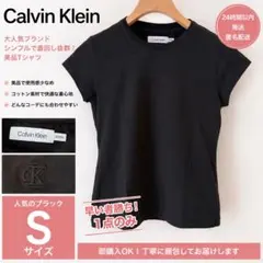 【美品】Calvin Klein 半袖Tシャツ ブラック 黒 S ロゴ刺繍 人気のサムネイル