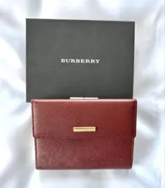 新品未使用 BURBERRY バーバリー ボルドー赤 ミニ財布 がま口 - メルカリ