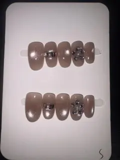 ベージュ ラメ入り ネイルチップ 10個セット