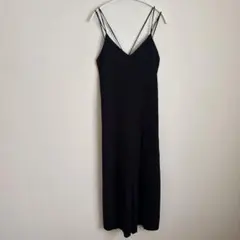 ミラオーウェン オールインワン サロペット ワイドパンツ 黒 ダブルストラップのサムネイル