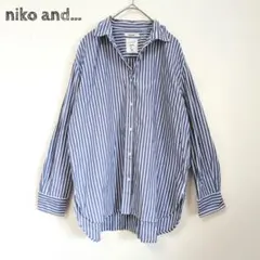 ニコアンド ストライプ長袖シャツ コットン100%