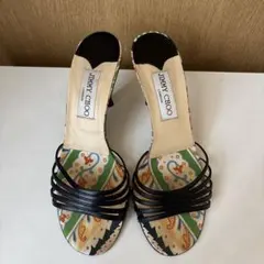 JIMMY CHOO ミュール 37 ブラック・マルチカラー