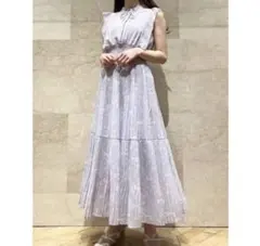 SNIDEL snidel プリントプリーツワンピース　LAV