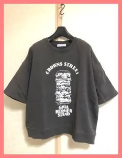 ☆ロデオクラウンズ☆美品レア！ハンバーガーロゴフレア袖スウェットTシャツグレー
