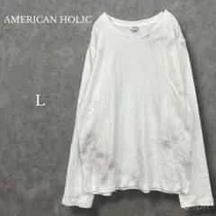 ♡AMERICAN HOLIC【L】長袖上衣 圓領衫 紮染圖案 純棉100%