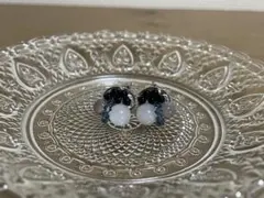 2種の天然石&スワロフスキークリスタルピアス