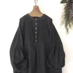 貝ボタン◉袖口ゴムのインド綿シャツ♡フォロ割-¥200