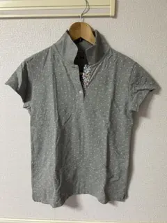 UNIQLO グレー ドット柄 半袖ポロシャツ