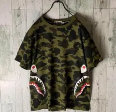 【※希少】アベイシングエイプ★シャークデザイン tシャツ L 袖刺繍ロゴ 迷彩