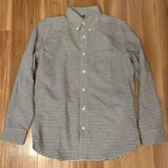 無印良品　ギンガムチェック ボタンダウンシャツ L 黒×白