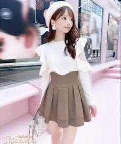 ミシェルマカロン 美脚スカート モカベージュ