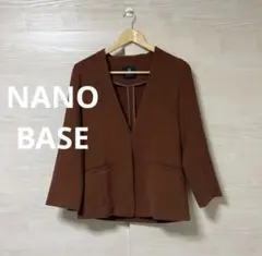 NANO BASE★ノーカラー Vネック ジャケット 無地 シンプル 袖スリットのサムネイル