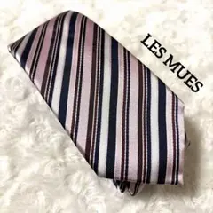 LES MUES ピンク　ストライプネクタイ　シルク