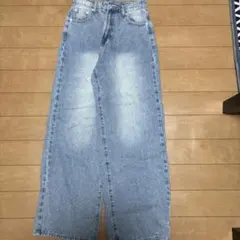 ワイドデニムパンツ ライトブルー