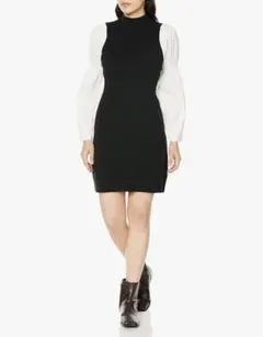 【新品】FREE'S MART 布帛ドッキングパフスリーブミニワンピース S