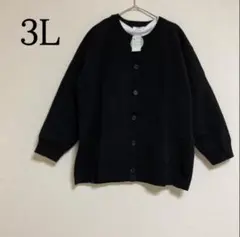 ニットカーディガン ロンT 大きいサイズ 3L 黒 軽量ニット アウトレット