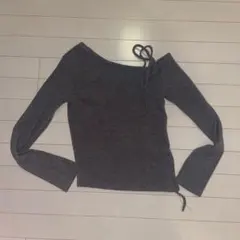 長袖カットソー グレー ワンショルダー