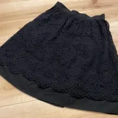 フレアスカート 黒 ひざ丈スカート