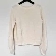 【超美品】アイボリー リブ編み 長袖セーター