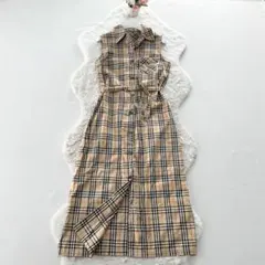 BURBERRY*バーバリーブルーレーベル　襟付　ノースリーブワンピースチェック