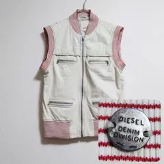 ★c ディーゼル ユニセックス ベスト ラムレザー レザー ジップ ジャケット