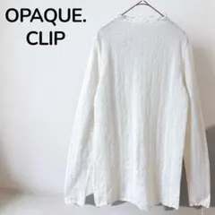 【オペークドットクリップ】ハイネックカットソー　シャツ　長袖　重ね着に　白　M