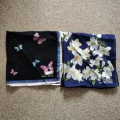 HANAE MORI JUNKO SHIMADA ハンカチ 2枚セット 蝶 花柄のサムネイル
