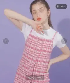 eimy istoireピンク ツイード ミニワンピース