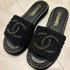 CHANEL シャネル ココマーク ツイード チェーン サンダル 23.5cmのサムネイル