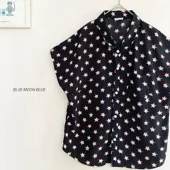 BLUE MOON BLUE 星柄とろみシャツ　ブラック　114aのサムネイル