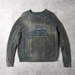 星条旗 コットンニット ポロラルフローレン インディゴ ヴィンテージ加工 RRL