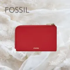 カードケース 名刺入れ フォッシル ブランド 赤 レザー ミニ財布