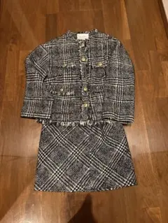 ツイードチェックジャケット&スカートセットアップ