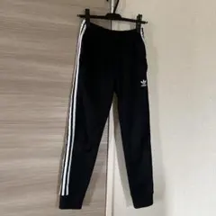 adidas ブラックXS サイドストライプ パンツ