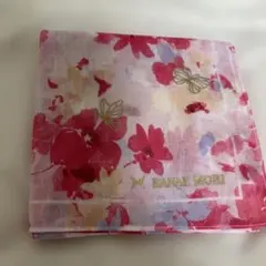HANAE MORI ハンカチ 花柄 蝶々 ピンク大判