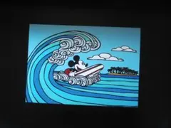 A4 額付き ポスター ハワイ 海 ミッキーマウス 波 サーフィン アート