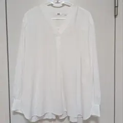 UNIQLO レーヨン Vネックブラウス長袖 XLサイズ