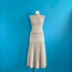 841 FRAYI.Dフレイアイディー　ベージュ リブ編み スカートセットアップ