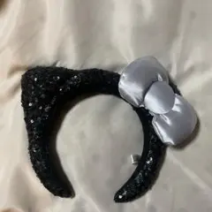 USJカチューシャキティちゃん黒スパンコール