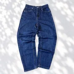 GU ハイウエスト テーパードデニムパンツ M インディゴ