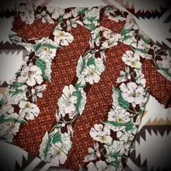 美品】sun surf アロハシャツ 半袖 XL 花柄ブルー オープンカラー