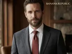BANANA REPUBLIC ネクタイ 総柄 赤系 シルク 伊製