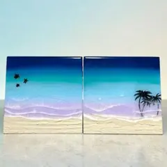 111 オーシャンアート　2連　エポキシレジン　海アート　レジンアート