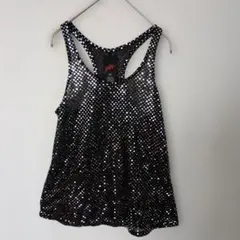 MAISON GILFY スパンコール 黒 ラメ タンクトップ キャミソール